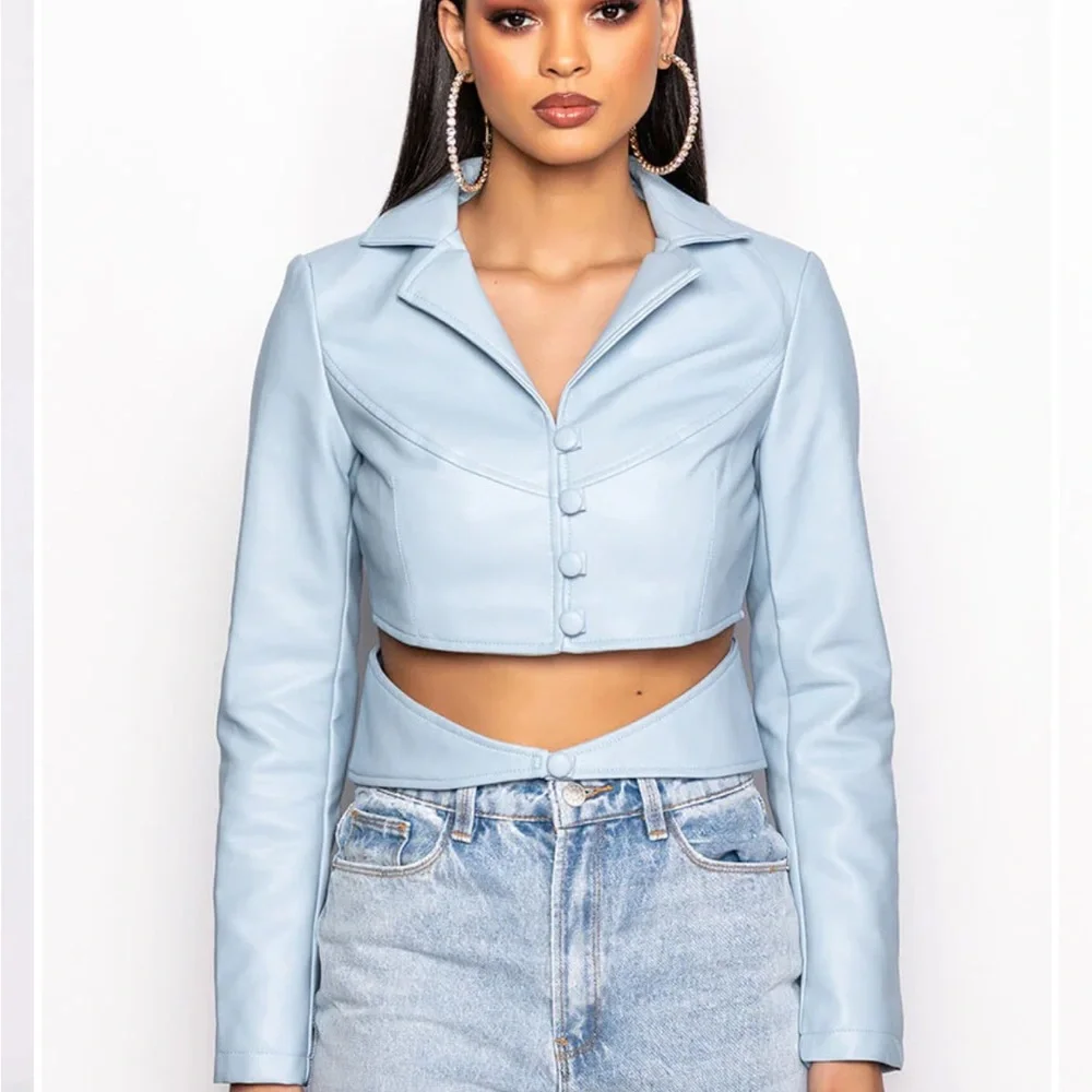 AZALEA WANG Boy Blue Cut Out Blazer Size S